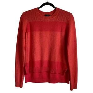 Theory Baby Alpaca Silk Blend Sweater Sz L Pullover Orange Striped Old Money